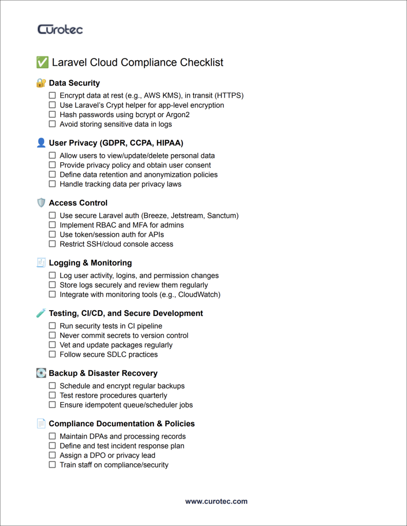 laravel cloud checklist